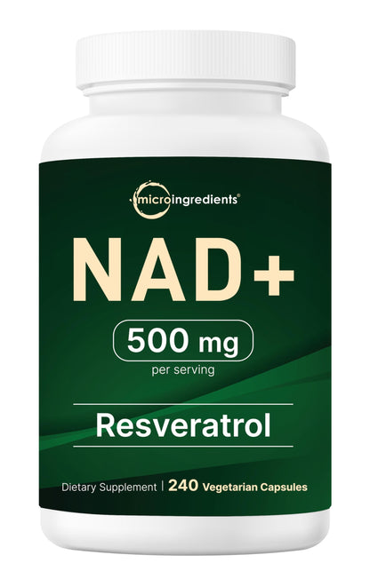 Micro Ingredients NAD+ 500mg with Resveratrol - 240 Veggie Capsules | Anti-Aging, Energy & Brain Support