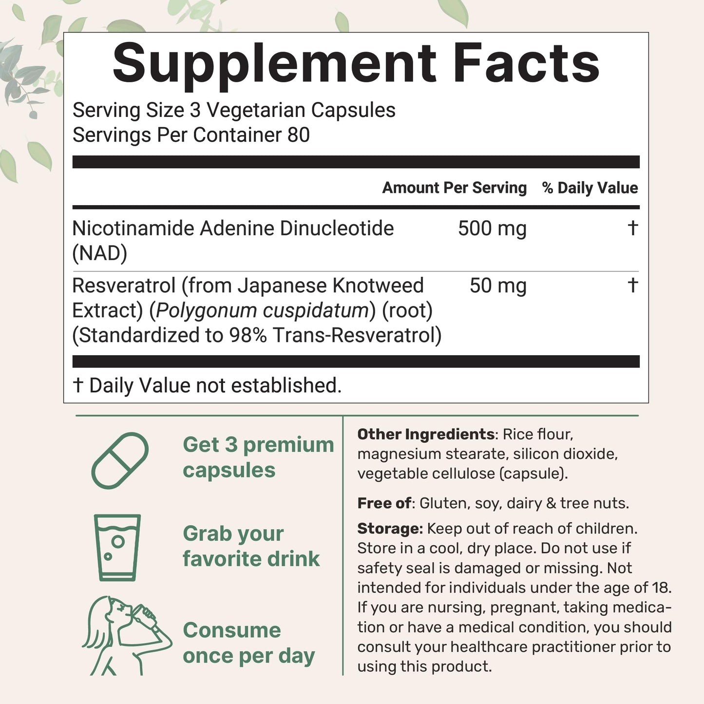 Micro Ingredients NAD+ 500mg with Resveratrol - 240 Veggie Capsules | Anti-Aging, Energy & Brain Support