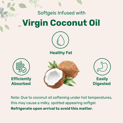 Biotin 10,000mcg + Hyaluronic Acid 25mg Softgels | Virgin Coconut Oil 365-Count