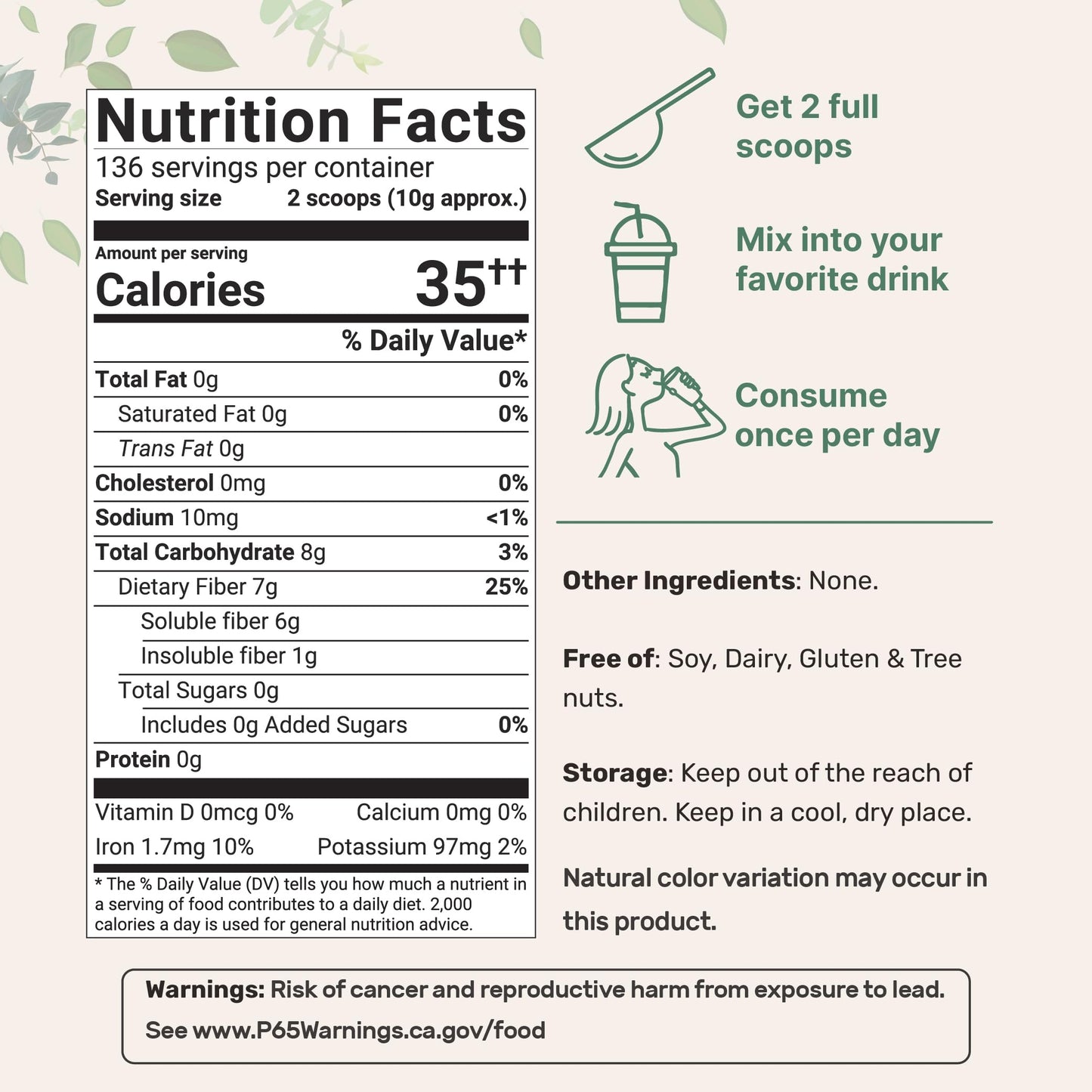 Micro Ingredients Organic Whole Psyllium Husks - 3lbs | Digestive Health, Non-GMO, Keto & Vegan | India Origin