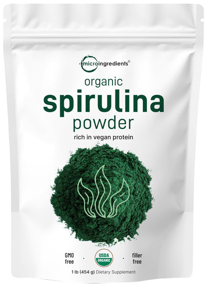 Micro Ingredients Organic Spirulina Powder 1lb | Vegan Protein & Chlorophyll