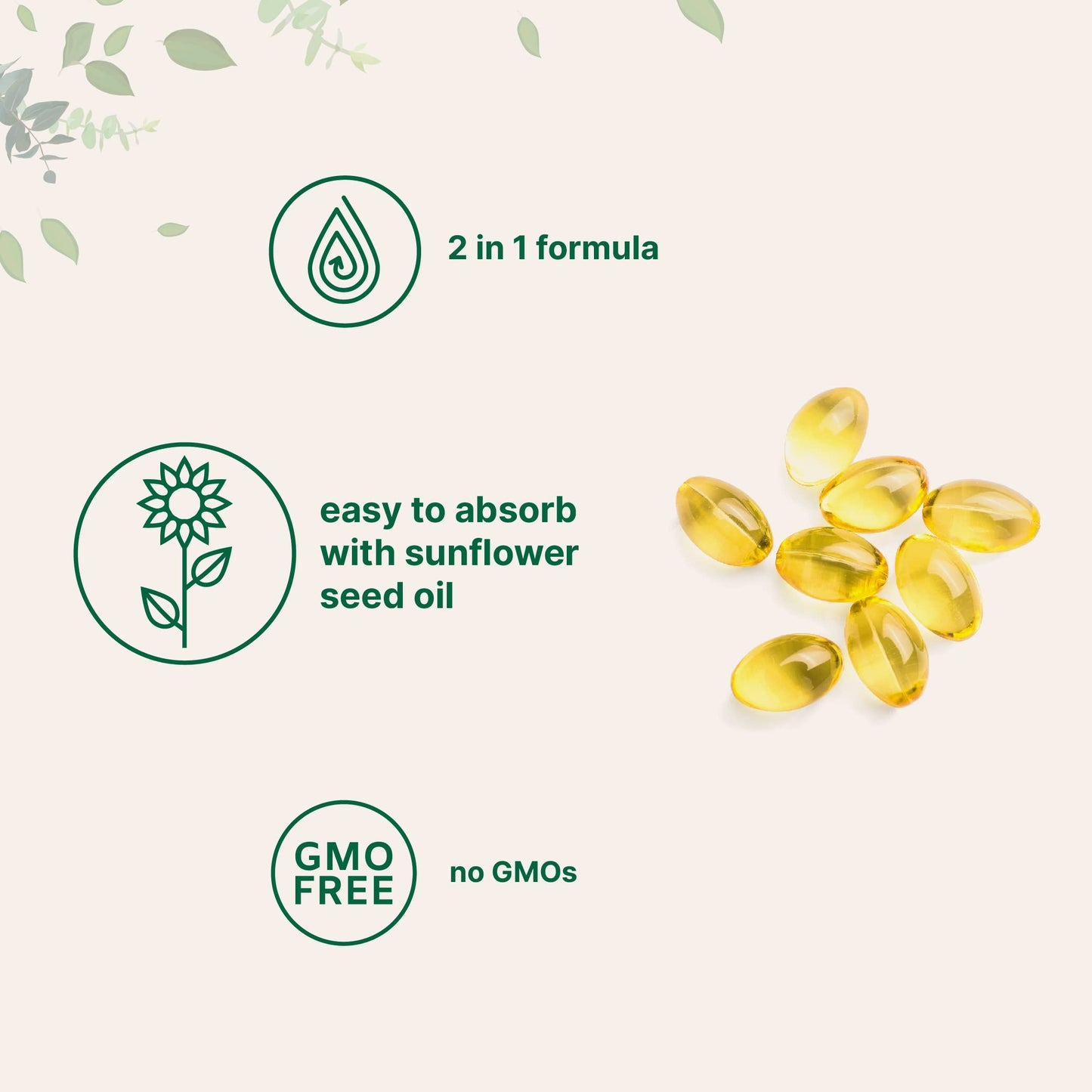 Vitamin D3 5000 IU + K2 MK-7 100 mcg – 300 Softgels | 2-in-1 D & K Complex