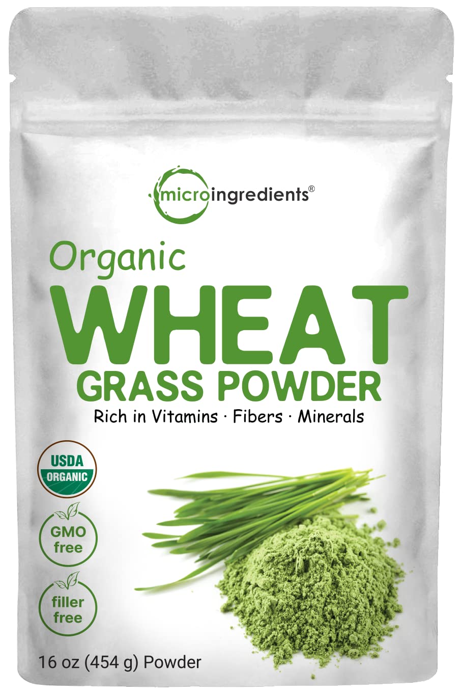 Micro Ingredients Organic Wheat Grass Powder – 16 oz, US Grown, 100% Whole-Leaf, Vegan