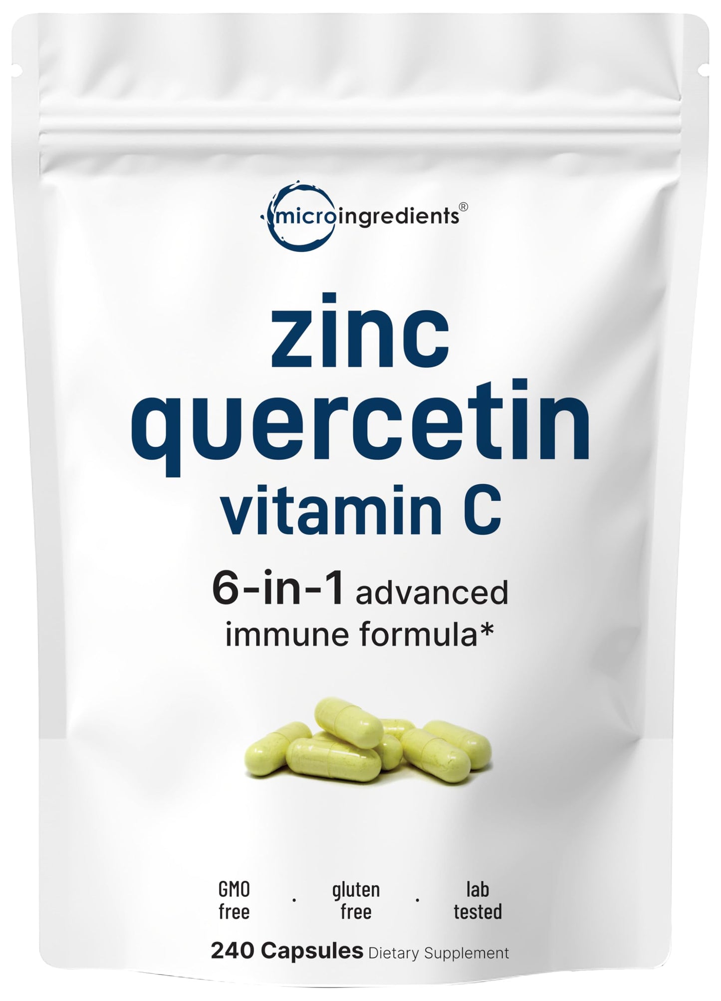 Micro Ingredients Zinc Quercetin with Vitamin C – 240 Capsules | Immune Support (Quercetin 500mg, Vitamin C 500mg, Zinc 50mg)