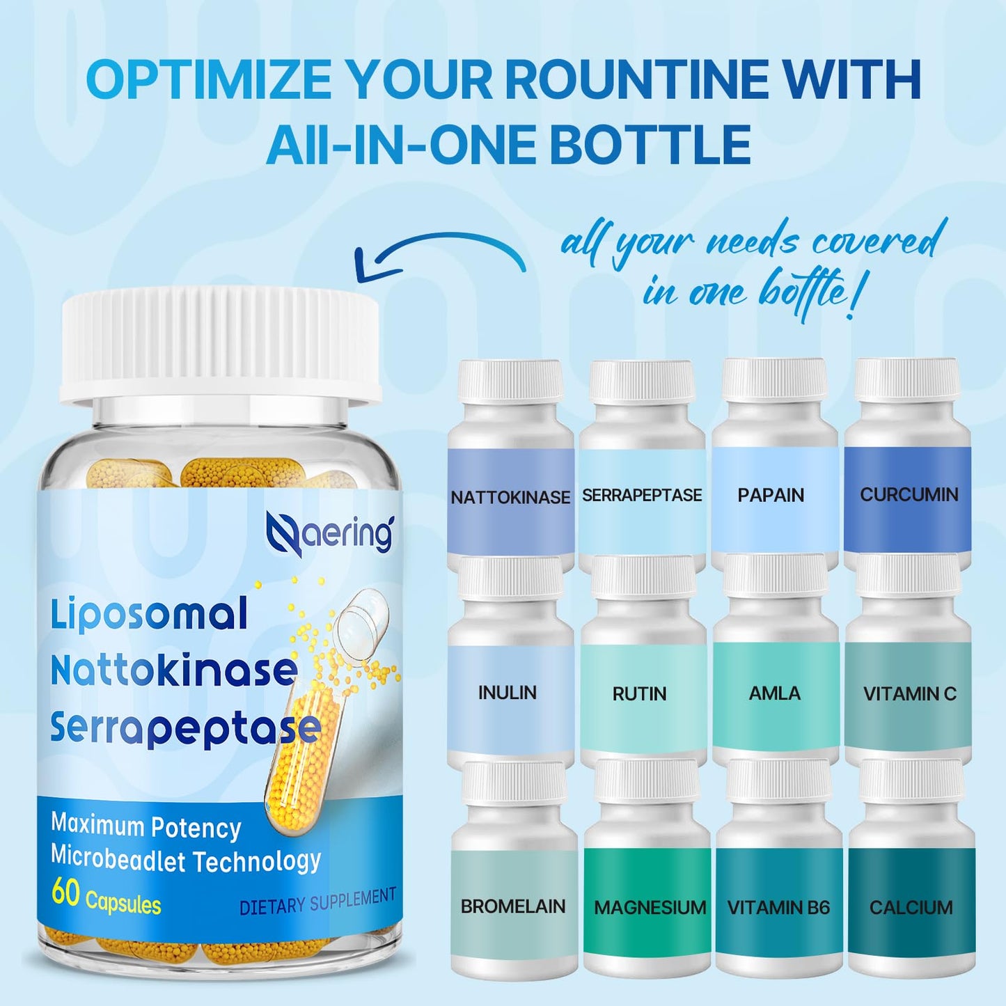 Liposomal Nattokinase 12,000 FU & Serrapeptase 360,000 SPU – Enzyme Supplement (60 Capsules)