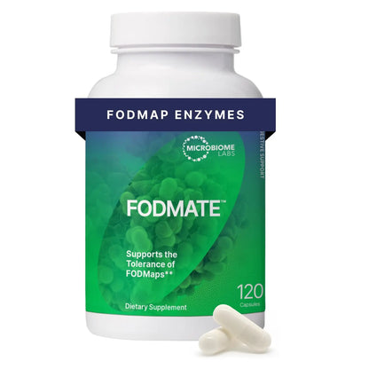 Microbiome Labs FODMATE Digestive Enzymes for Women & Men — Low FODMAP Support (120 Capsules) BritishVita | Premium UK Vitamins & Wellness Supplements