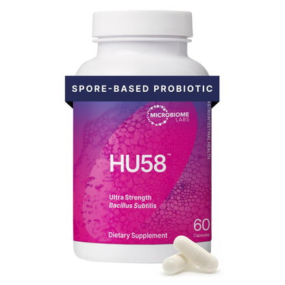 Microbiome Labs HU58 Bacillus Subtilis Probiotics for Digestive Health & Immune Support - 10B CFU Daily Capsules (60)