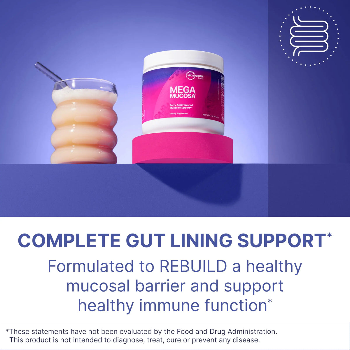 Microbiome Labs MegaMucosa Gut Health Powder – Complete Mucosal Support (Berry Acai, 5.5 oz) | Dairy-Free Immunoglobulins BritishVita | Premium UK Vitamins & Wellness Supplements