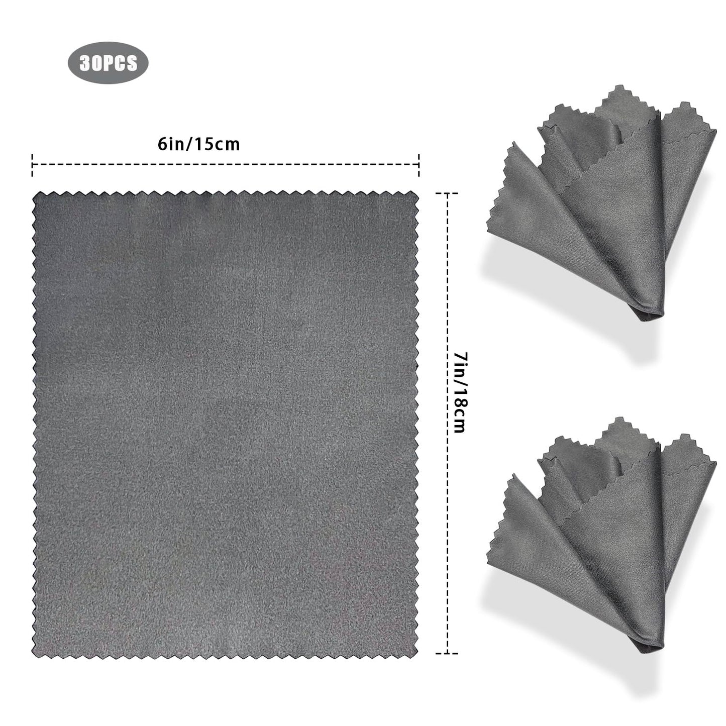 Microfiber Cleaning Cloths (30 Pack) – 6x7in for Eyeglasses, Lenses & Screens