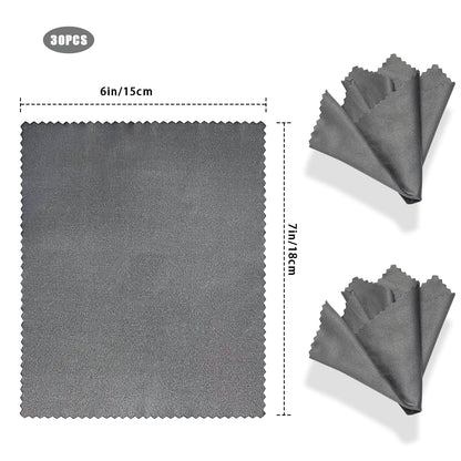 Microfiber Cleaning Cloths (30 Pack) – 6x7in for Eyeglasses, Lenses & Screens