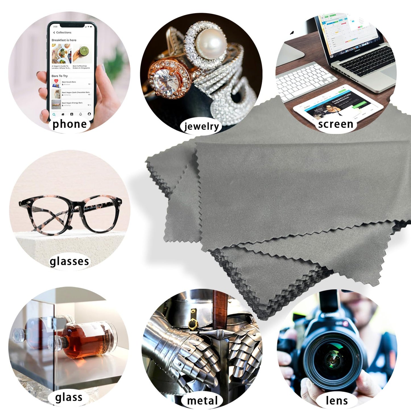 Microfiber Cleaning Cloths (30 Pack) – 6x7in for Eyeglasses, Lenses & Screens