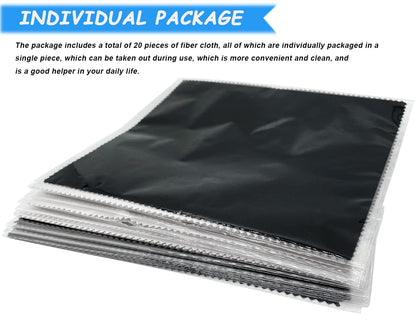 Microfiber Cleaning Cloths 6x7 Inches – 20 Pack in Individual Vinyl Pouches | CKANDAY Glasses & Electronics Cleaning Cloth
