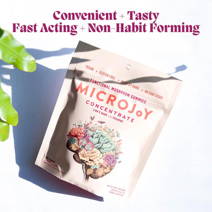Microjoy Concentrate Gummies – Focus, Memory & Mood Support | Lemon Flavor (Vegan, Non-GMO, Gluten-Free) | 30 Servings