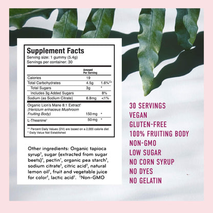 Microjoy Concentrate Gummies – Focus, Memory & Mood Support | Lemon Flavor (Vegan, Non-GMO, Gluten-Free) | 30 Servings