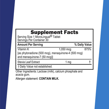 Superior Source Advanced Triple K – Bone Health & Immune Support, Vitamin K1 & K2 (MK-4 & MK-7) – 30 MicroLingual Tablets