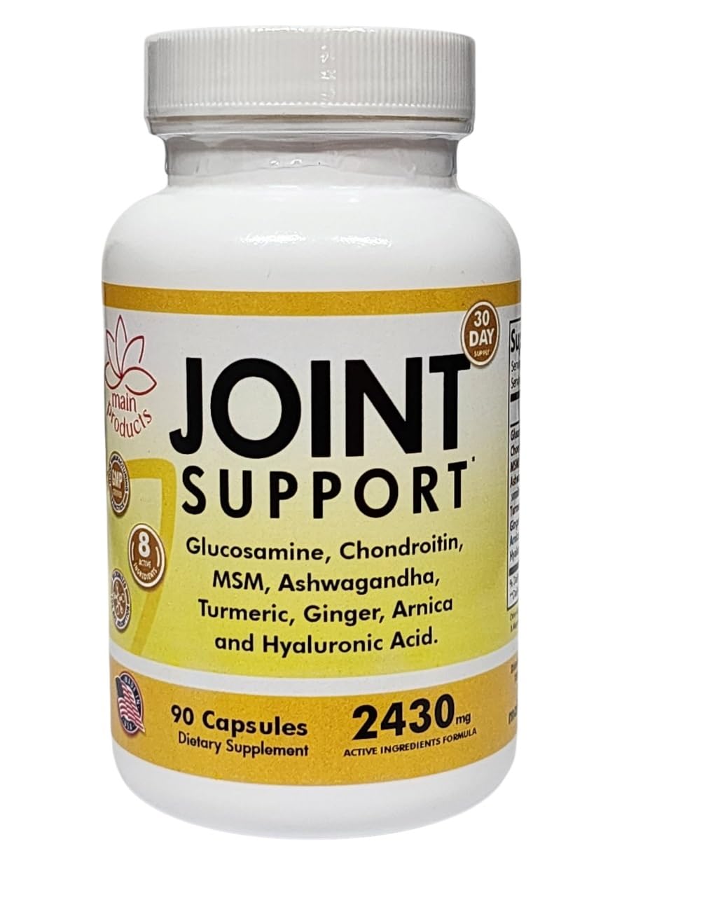 Joint Support 2430mg – Glucosamine, Chondroitin, MSM, Hyaluronic Acid (90 Capsules)