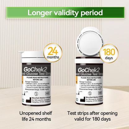 MicroTech Blood Glucose Test Strips & Lancets for GoCheck2 – 200 Count, 180-Day Opening Valid