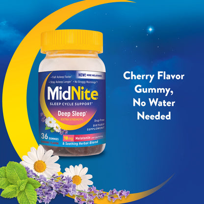 MidNite Deep Sleep Extra Strength 10 mg Melatonin Gummies – Drug-Free Sleep Aid for Adults (36 Gummies)