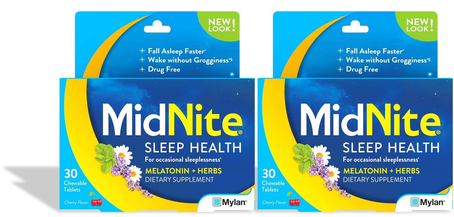 MidNite Natural Sleep Supplement Cherry Gummies – 2x30-Count, Drug-Free Melatonin Sleep Aid