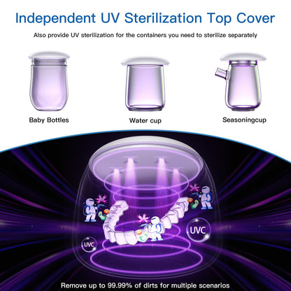 Midomi Ultrasonic Retainer Cleaner 45kHz (White) | 5min/10min Modes | USB-C Rechargeable UV Lid