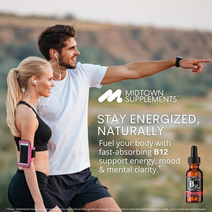 Midtown Supplements B12 5000 mcg – Sublingual Methylcobalamin Drops | Energy & Mood Booster