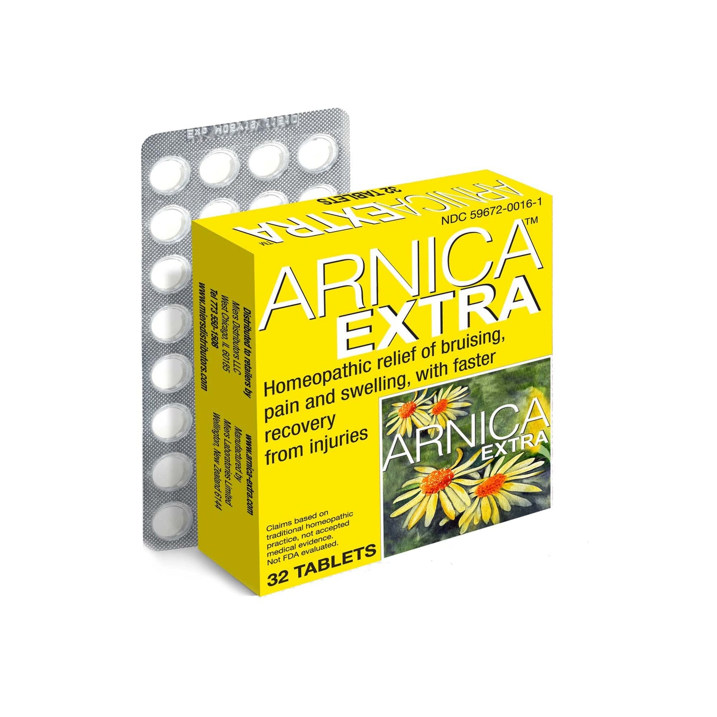 Miers Laboratories Arnica Extra Homeopathic Tablets – Muscle Pain & Aches Relief