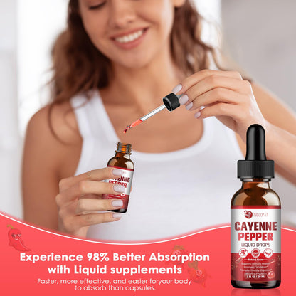 Migcopat Cayenne Pepper Drops Liquid with Vitamin D3 K2 – Immune Support & Digestive Wellness, 2 fl oz