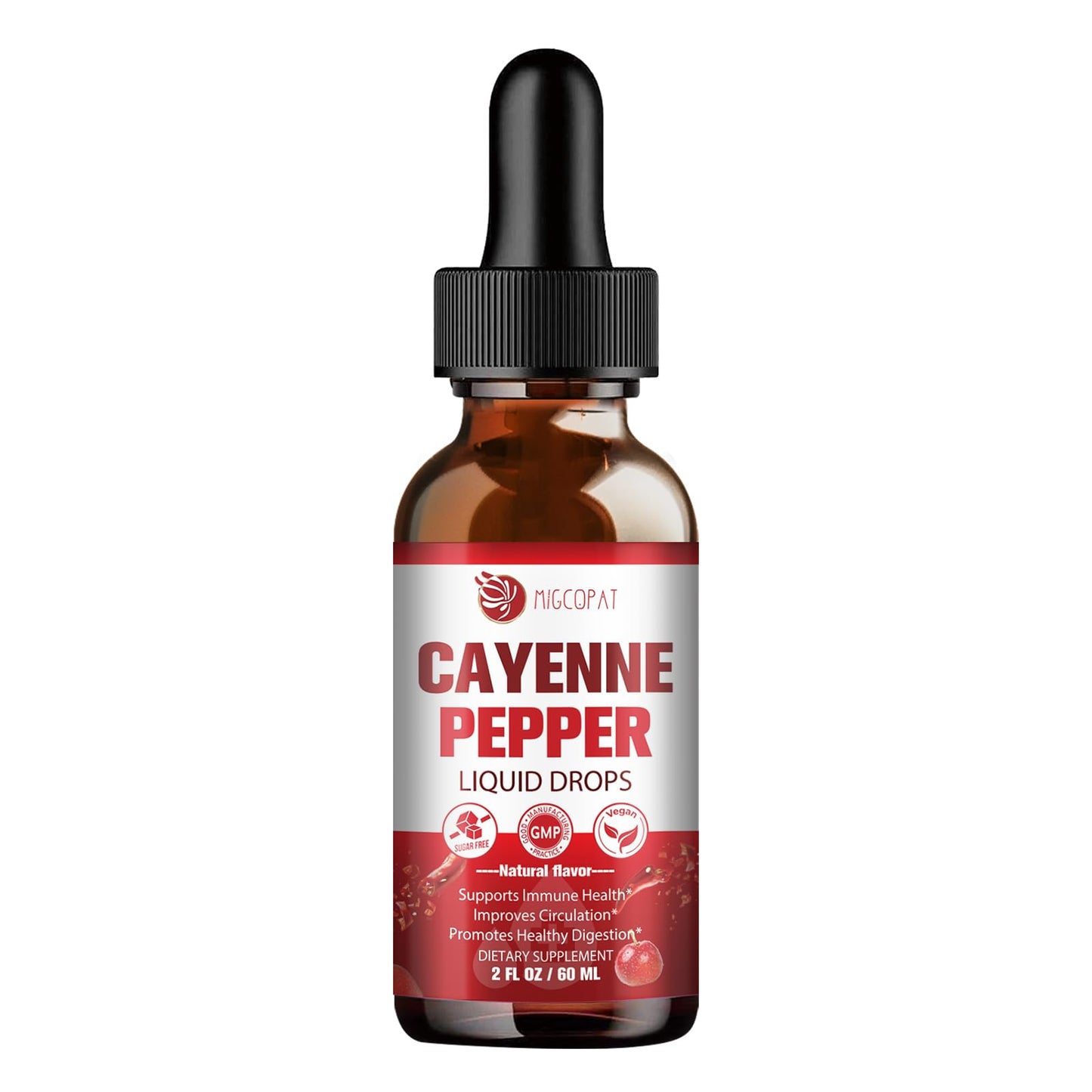 Migcopat Cayenne Pepper Drops Liquid with Vitamin D3 K2 – Immune Support & Digestive Wellness, 2 fl oz