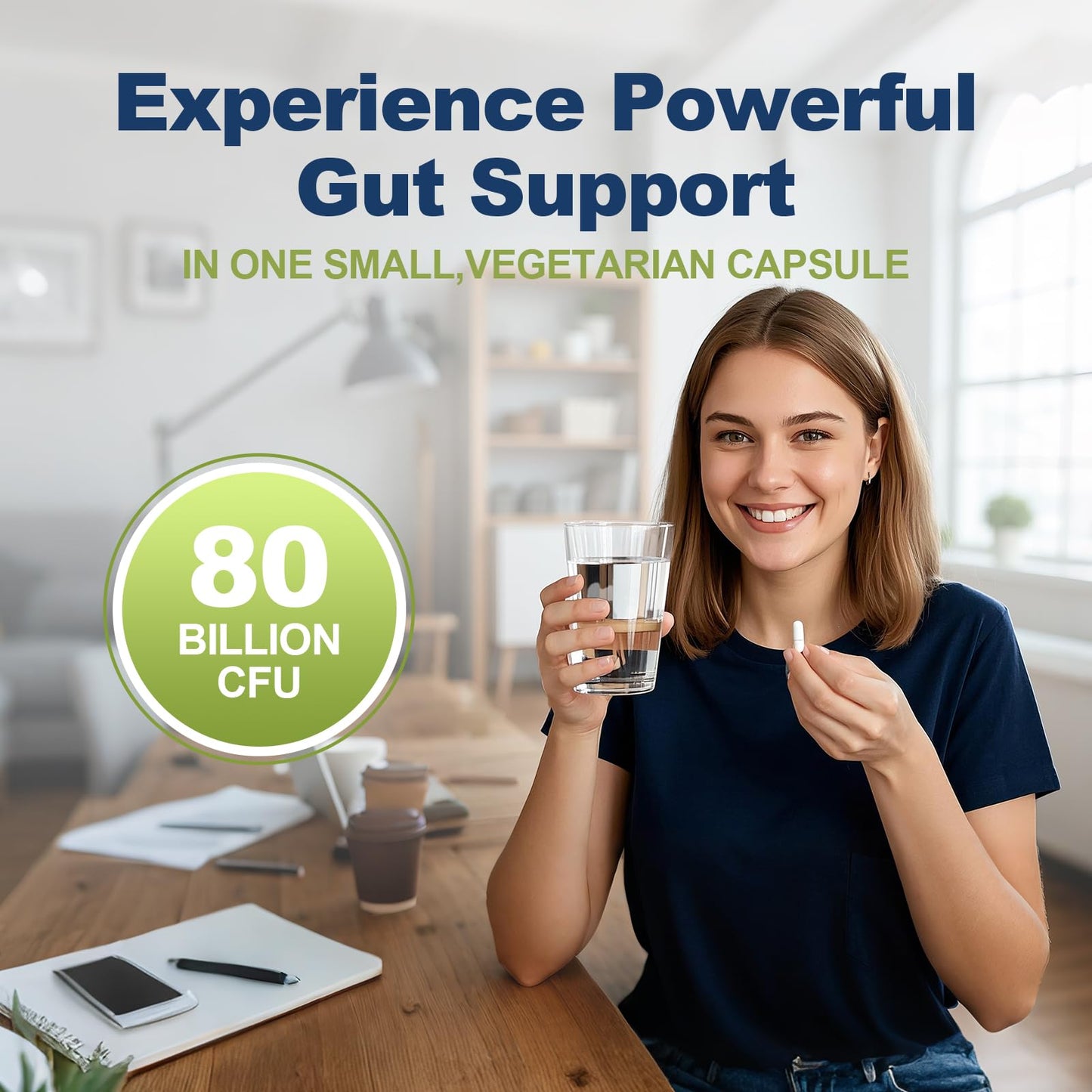 Migcopat Probiotic Prebiotic Postbiotic & Digestive Enzymes – 80B CFU, 120 Capsules