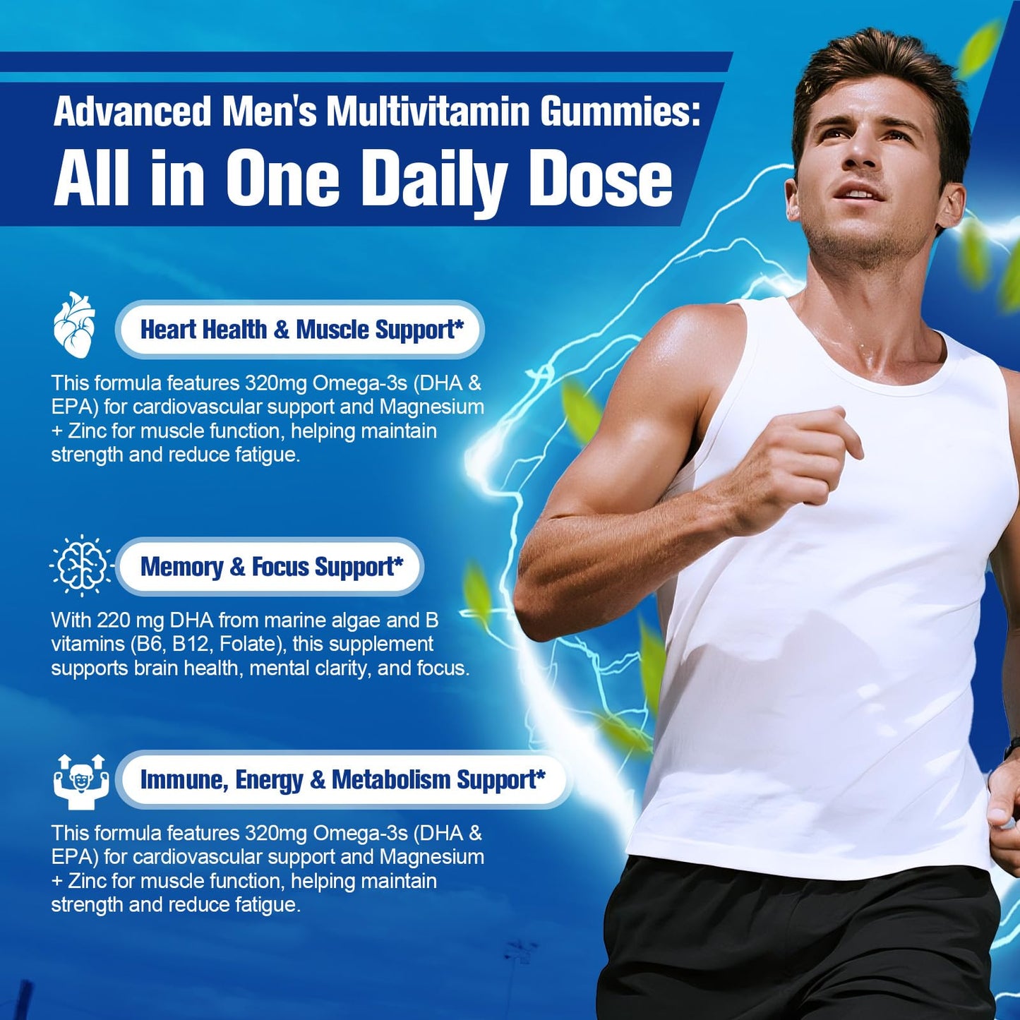 Migcopat Multivitamin for Men – Sugar-Free Berry Gummies with Omega-3 & Probiotics