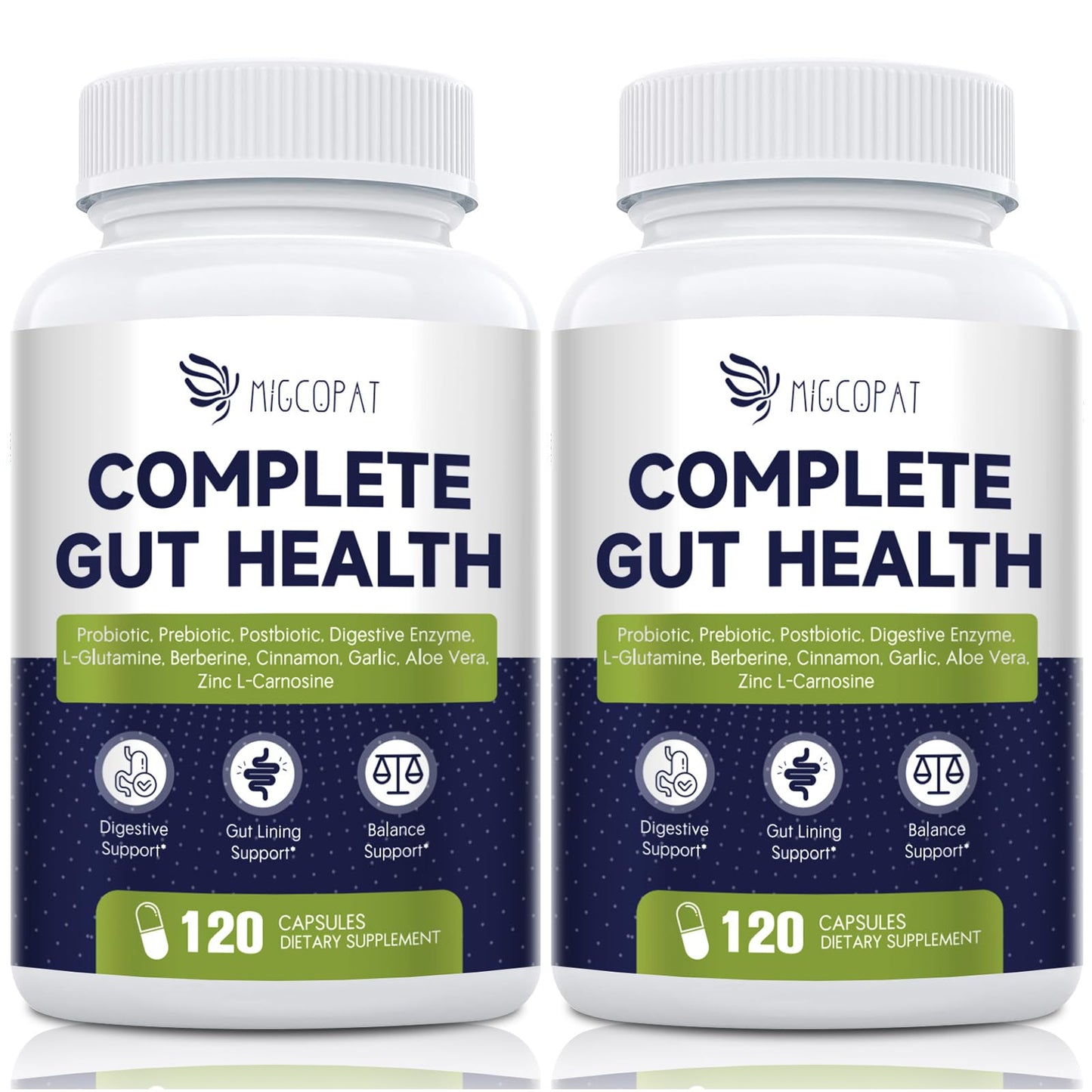 Migcopat Probiotics for Digestive Health – 80B CFU, Prebiotics, Postbiotics & Digestive Enzymes