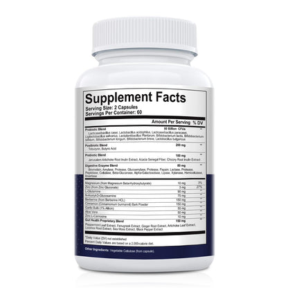 Migcopat Probiotic Prebiotic Postbiotic & Digestive Enzymes – 80B CFU, 120 Capsules