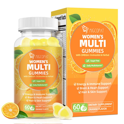 Migcopat Multivitamin Gummies for Women with Omega-3, Inositol, Folate, Biotin – 60 Count