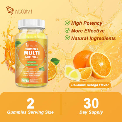 Migcopat Multivitamin Gummies for Women with Omega-3, Inositol, Folate, Biotin – 60 Count
