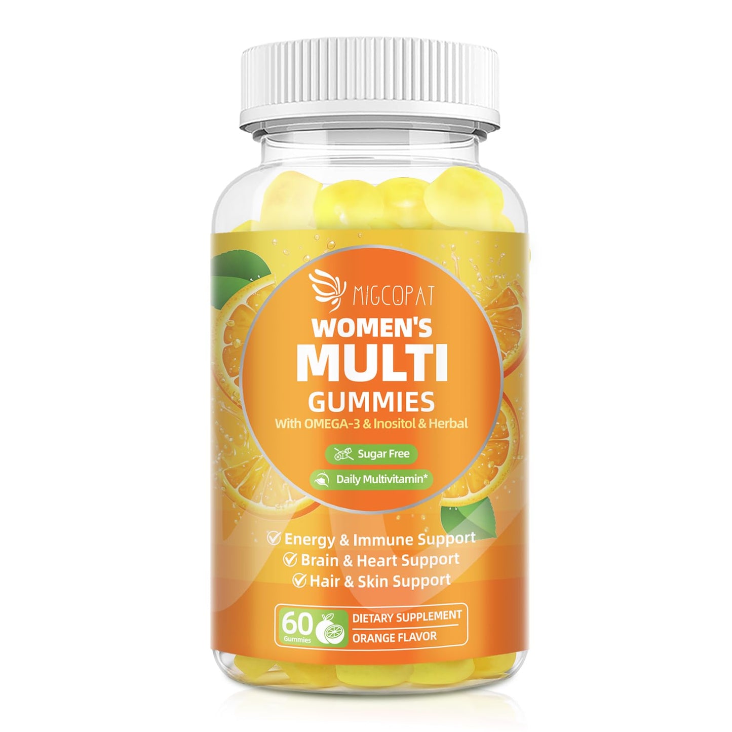 Migcopat Multivitamin Gummies for Women with Omega-3, Inositol, Folate, Biotin – 60 Count