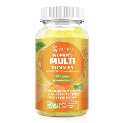 Migcopat Multivitamin Gummies for Women with Omega-3, Inositol, Folate, Biotin – 60 Count