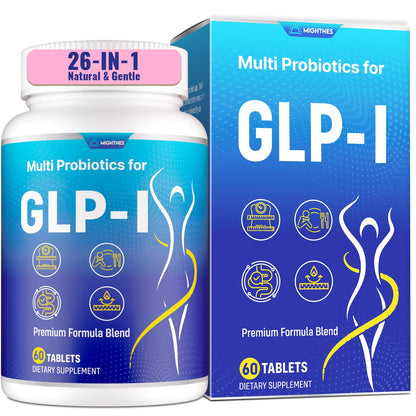Mightnes GLP-I 26-in-1 Probiotic GLP-I Supplement – Digestive & Gut Health (60 Count)