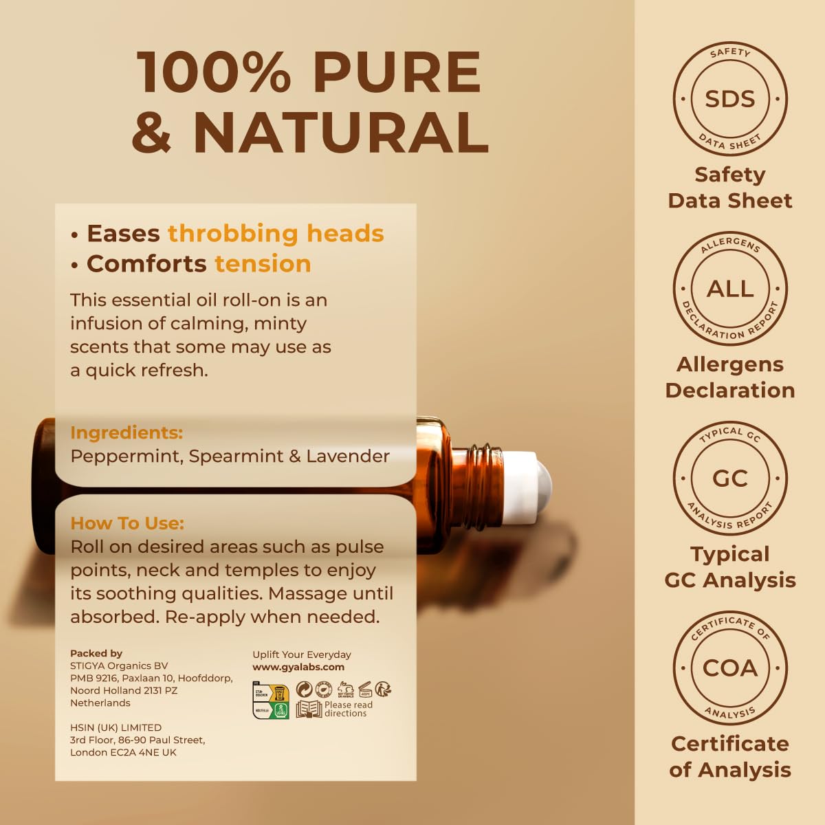 Gya Labs Migraine Manager Essential Oil Roll-On – 0.34 fl oz | Travel Size