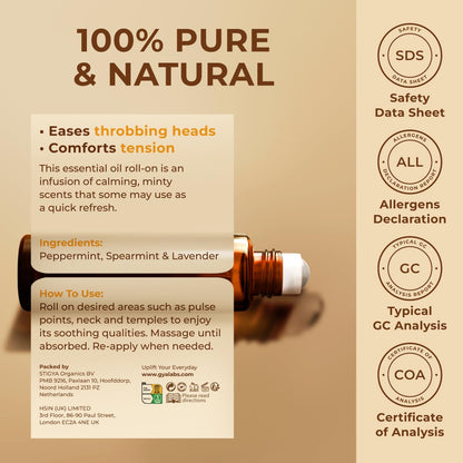 Gya Labs Migraine Manager Essential Oil Roll-On – 0.34 fl oz | Travel Size