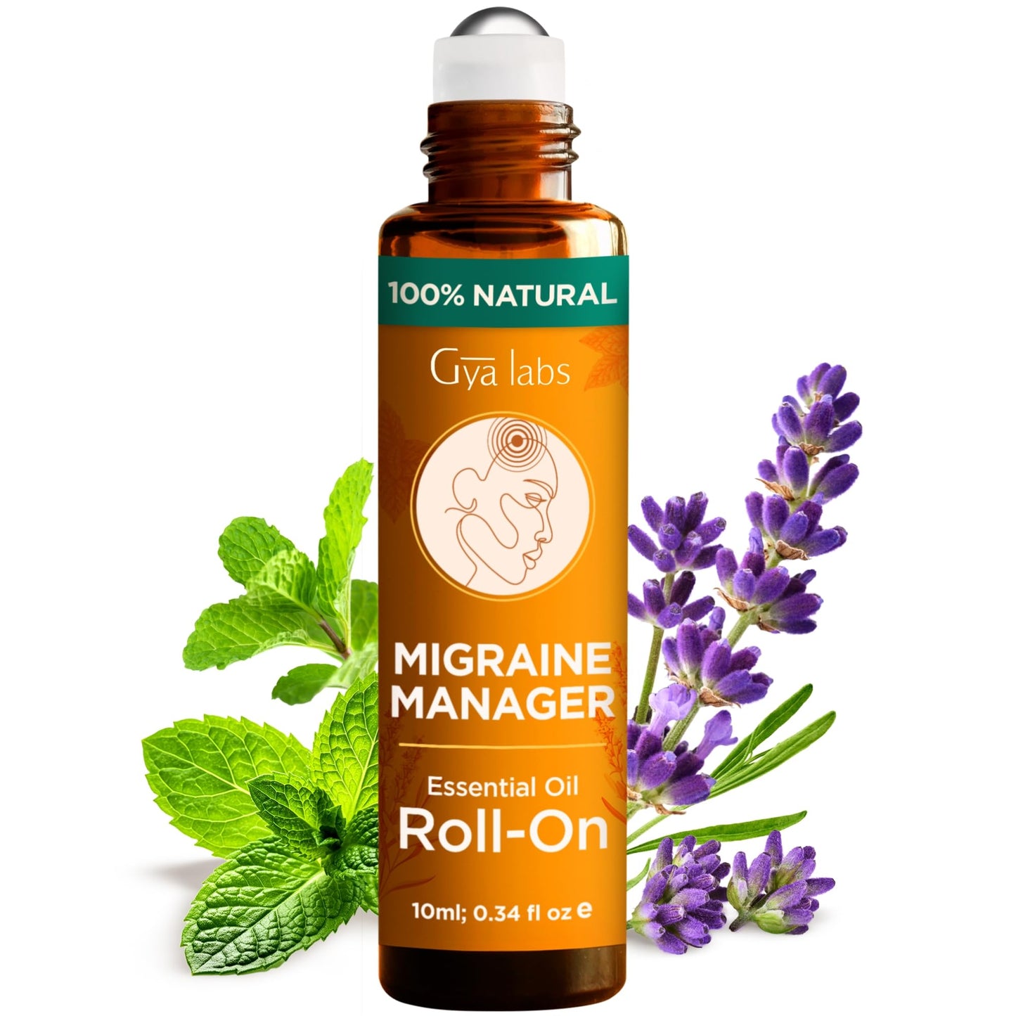 Gya Labs Migraine Manager Essential Oil Roll-On – 0.34 fl oz | Travel Size