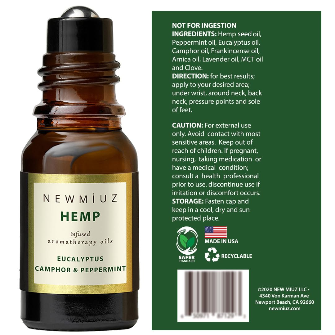 Migraine Headache Roll-On Stick 300mg Hemp Peppermint Eucalyptus Arnica