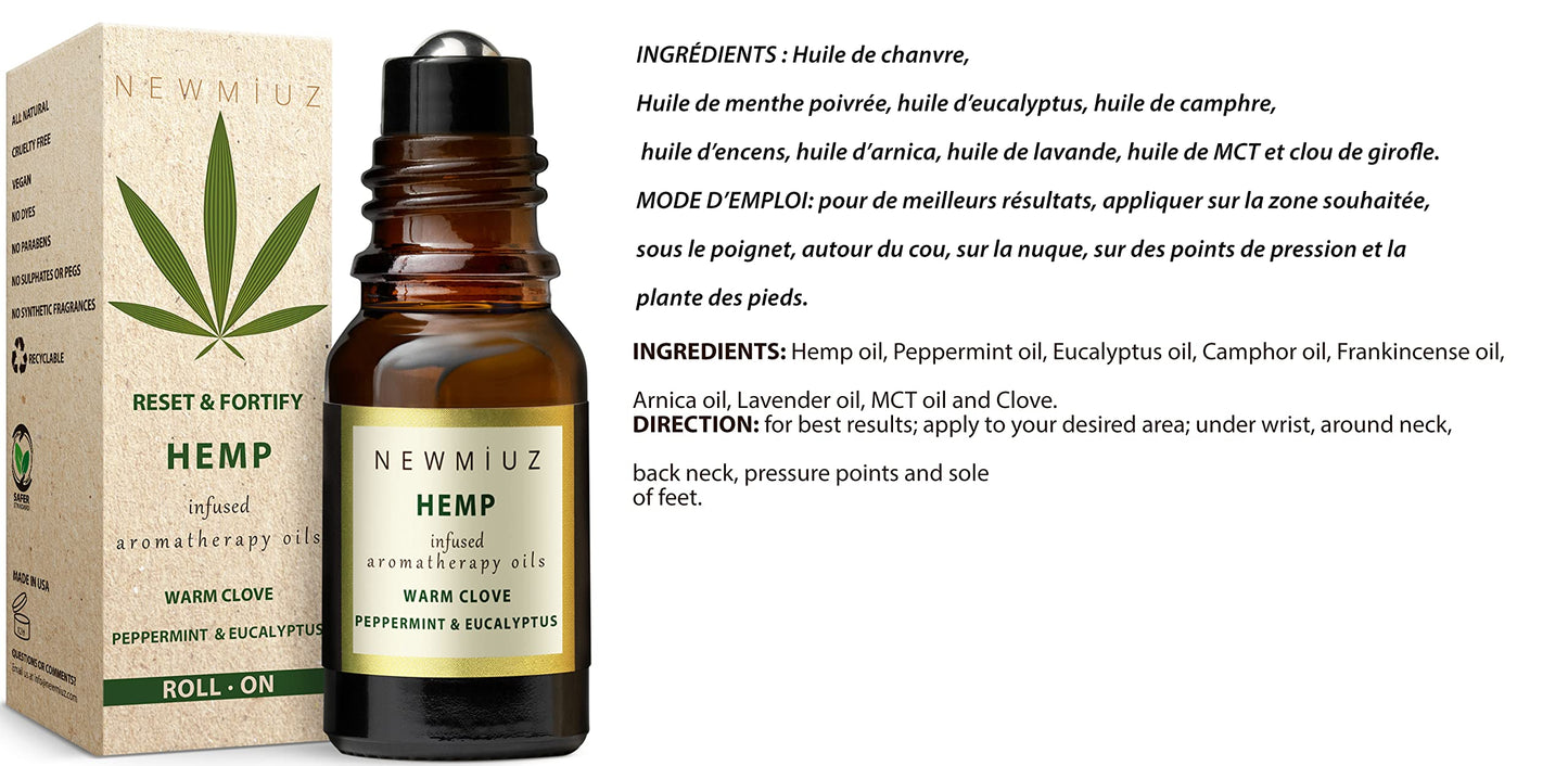 Migraine Headache Roll-On Stick 300mg Hemp Peppermint Eucalyptus Arnica