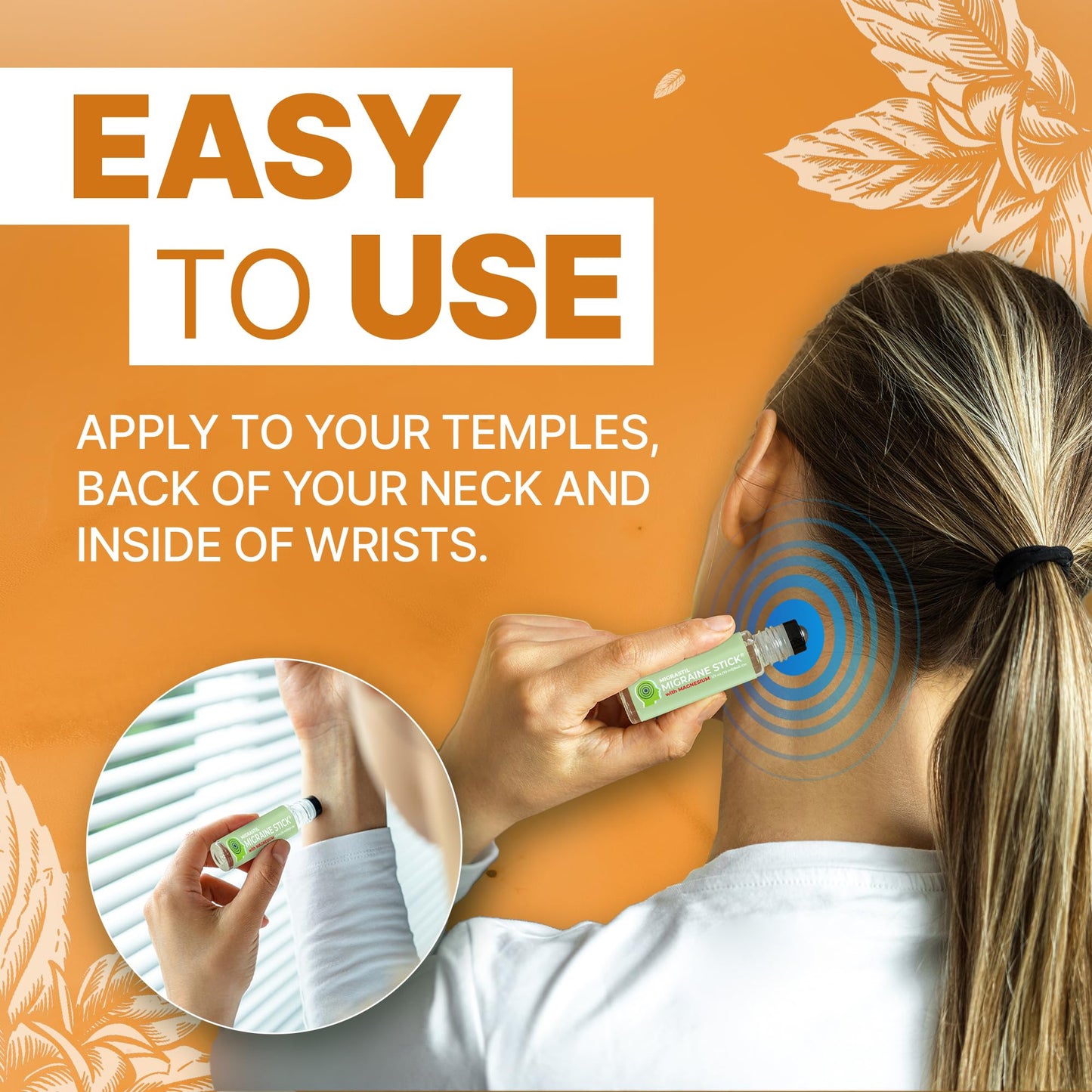 MIGRASTIL Migraine Stick with Magnesium – Cooling Peppermint & Eucalyptus, 10 ml, Made in USA
