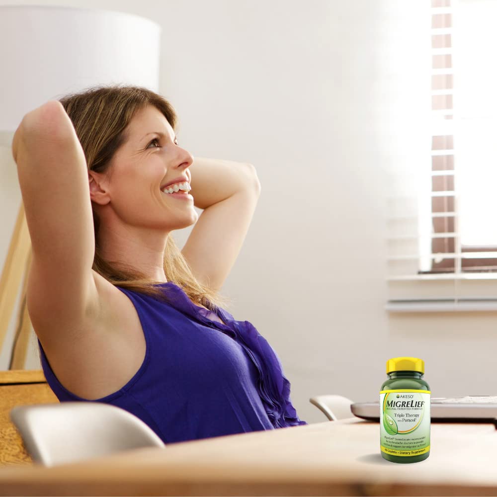 MigreLief Original Triple Therapy with Puracol – 60 Caplets | Nutritional Support for Migraine Sufferers