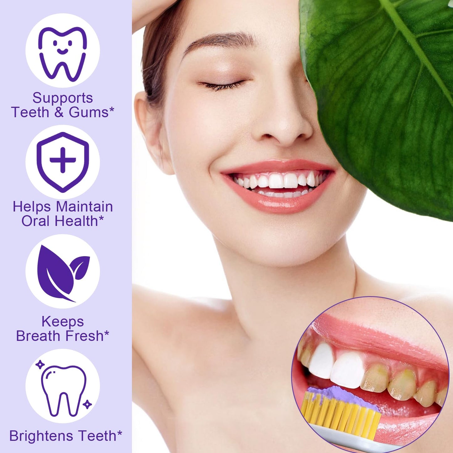 3Pcs Purple Teeth Whitening Powder – Purple Brightening, No Sensitivity, Fresh Mint