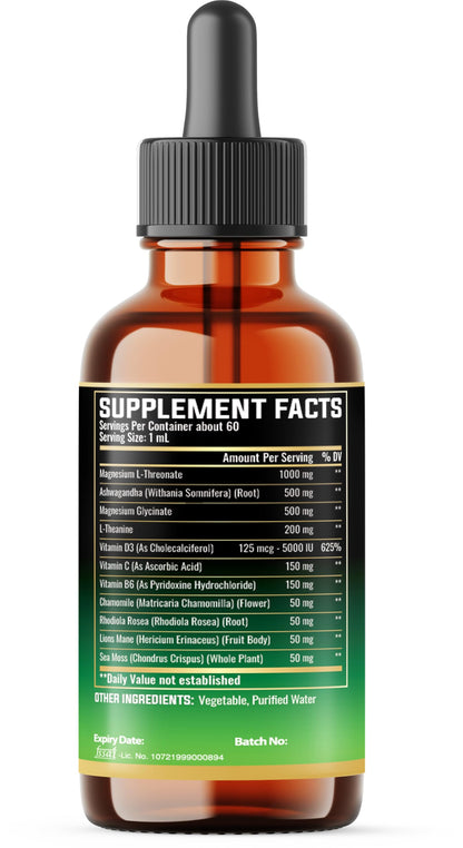 MILIVOL 10in1 Magnesium Drops – Lemon (2oz) | L-Threonate, Glycinate, Ashwagandha