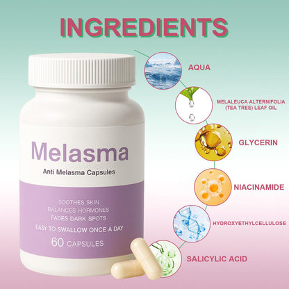 MILIZHIWU Melanina Anti-Melasma Capsule, Skin Brightening Supplement for Hyperpigmentation, Podocarpus Odoratus Extract, Vitamin C & Natural Extracts, Supports Even Skin Tone & Radiance 60 Capsules