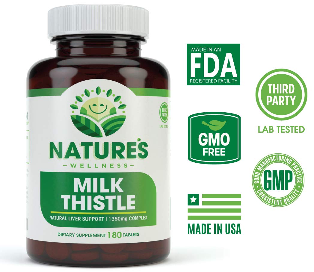Milk Thistle - 180 Count | Standardized Silymarin Extract for Maximum Liver Support | 1350 mg Extract & Seed Complex - Natural Herbal Supplement - 60 Servings