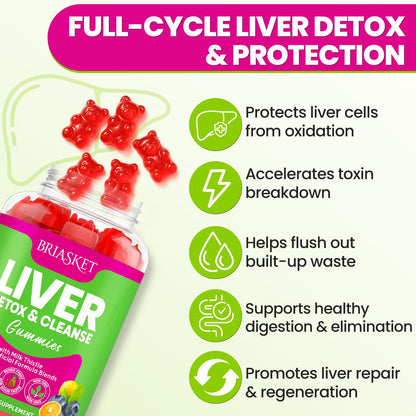 Liver Cleanse Detox Gummies – 2000mg Milk Thistle, 60 Gummies, 23-in-1