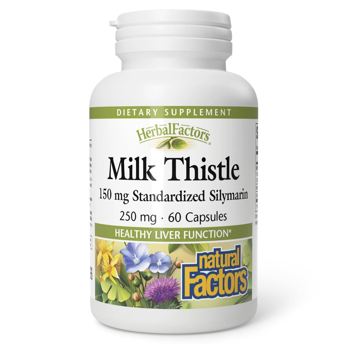 Natural Factors Milk Thistle 250 mg – Liver Support with Dandelion & Turmeric, 60 Capsules